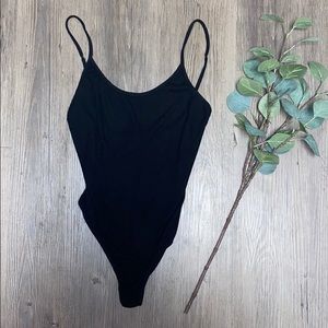 Brandy Melville Backless Thong Bodysuit in Black